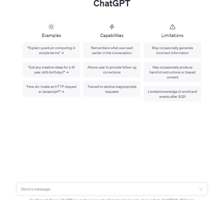 ChatGPT Prompt screen ready for input